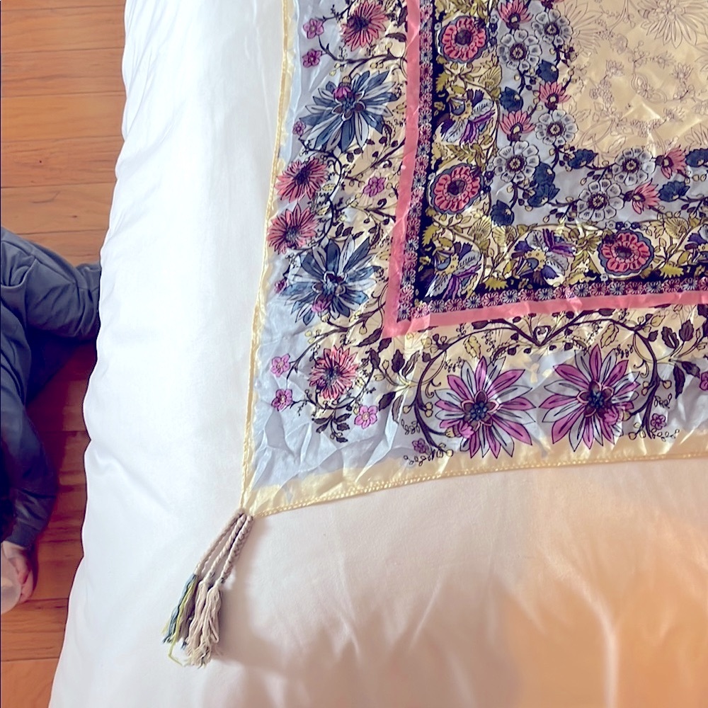 Johnny Was Pink and Blue Floral Scarf - Picture 5 of 6